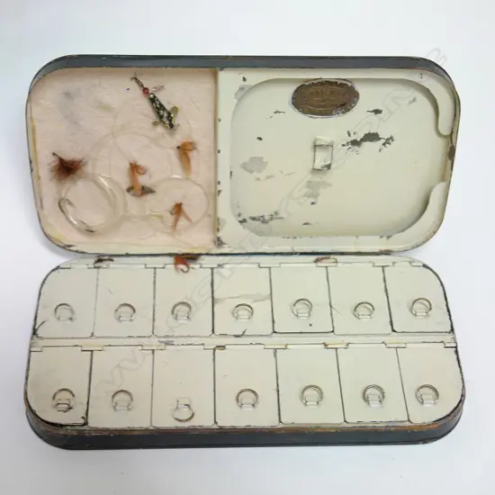 A large c.1910 Ogden Smith 14 compartment metal fly box