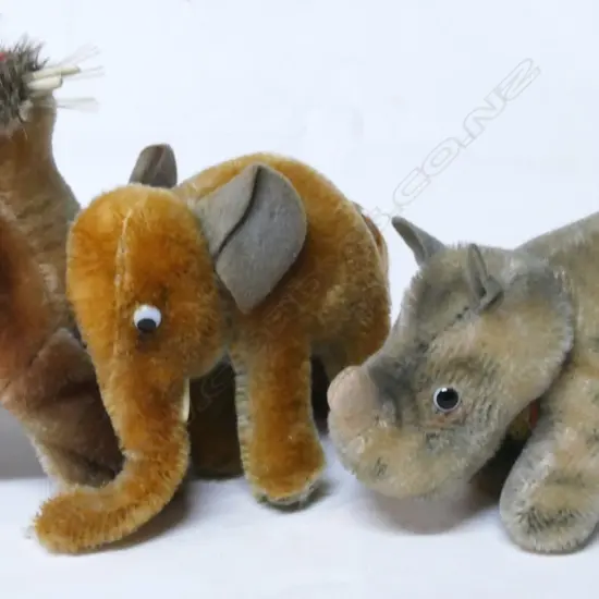 Three vintage miniature plush Steiff toys