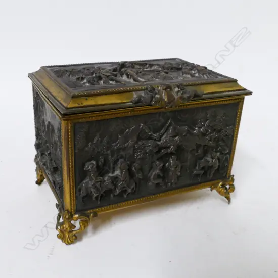 A small late 19thC French metal casket