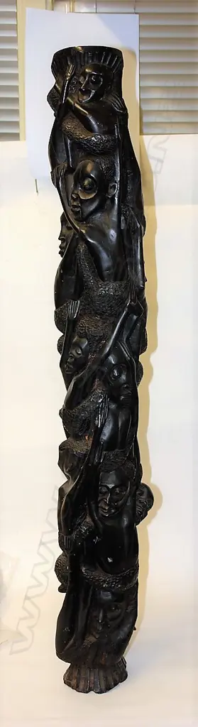 AFRICAN CARVED HEAVY LGE FIGURE GROUP Image 1++