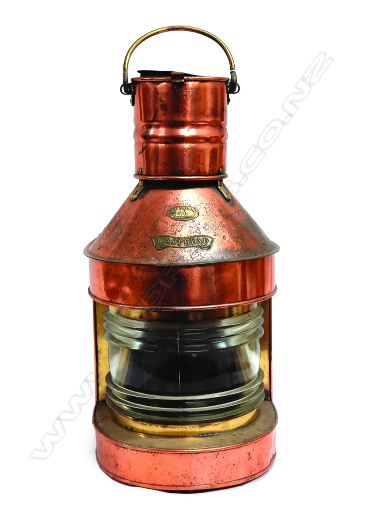 A Victorian copper and brass Thomas Grieve & Son 'Masthead' lamp Image 1++