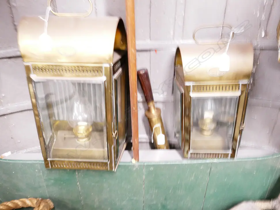 Two vintage Davey & Co. of London brass ship's lamps Image 1++