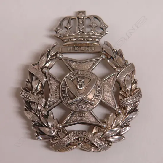 A Victorian silver Gurkha hat badge