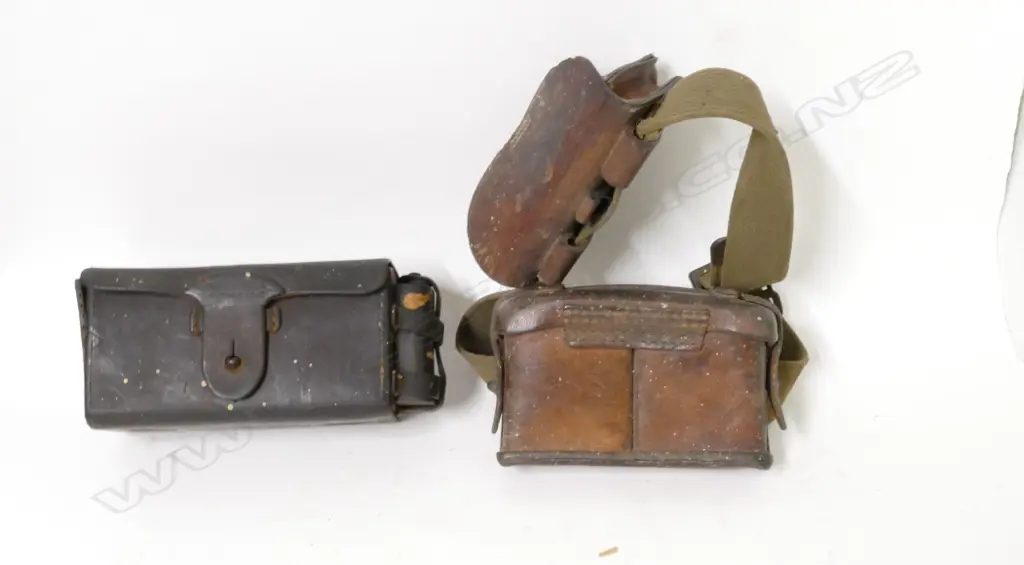 Three late 19th-early 20thC military leather cartridge pouches Image 1++