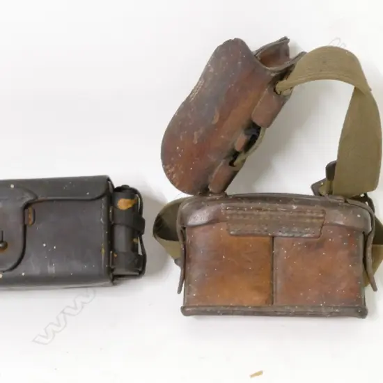 Three late 19th-early 20thC military leather cartridge pouches