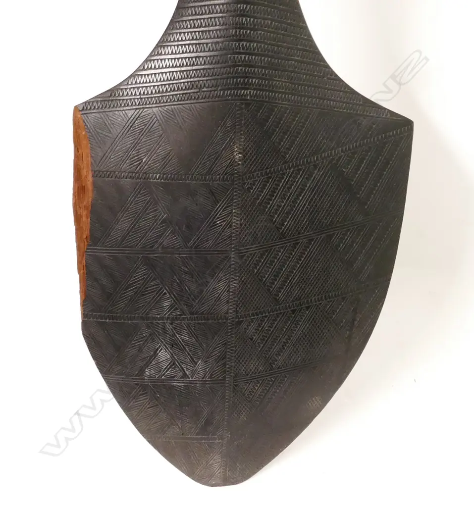 An early 20thC Samoan paddle shaped club Image 1++