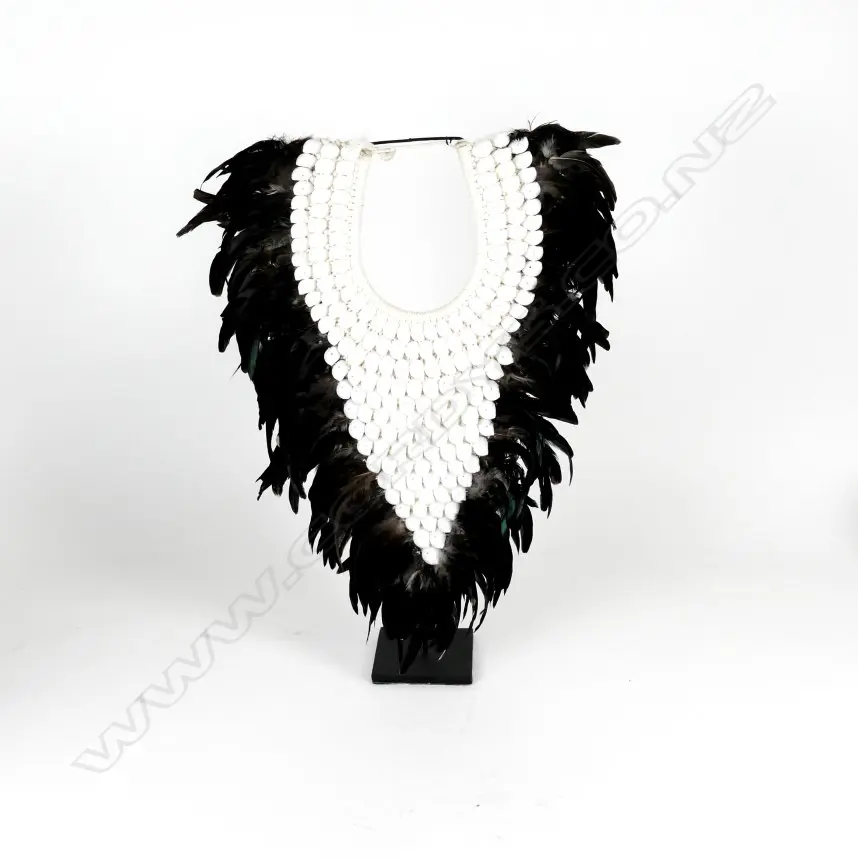 A contemporary artistic collar of shells and feathers Image 1++
