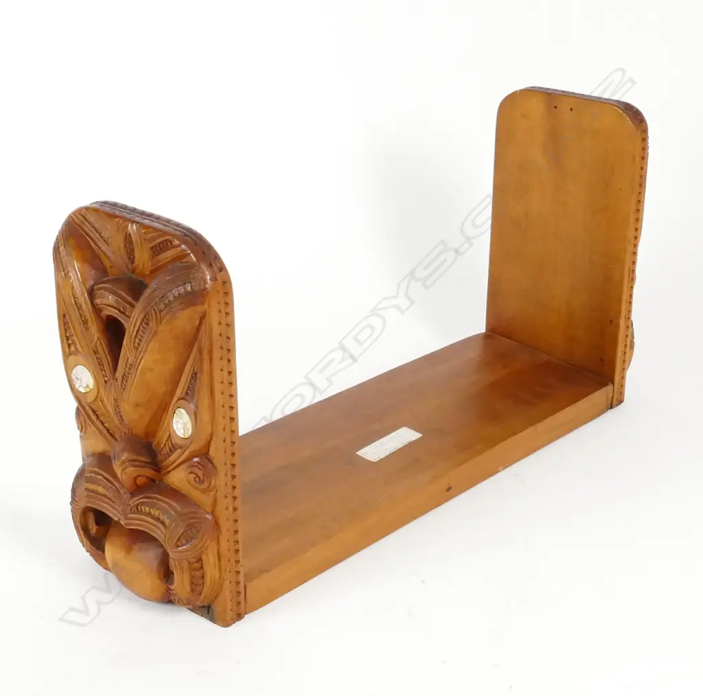 A New Zealand timber Maori carved bookends Image 1++