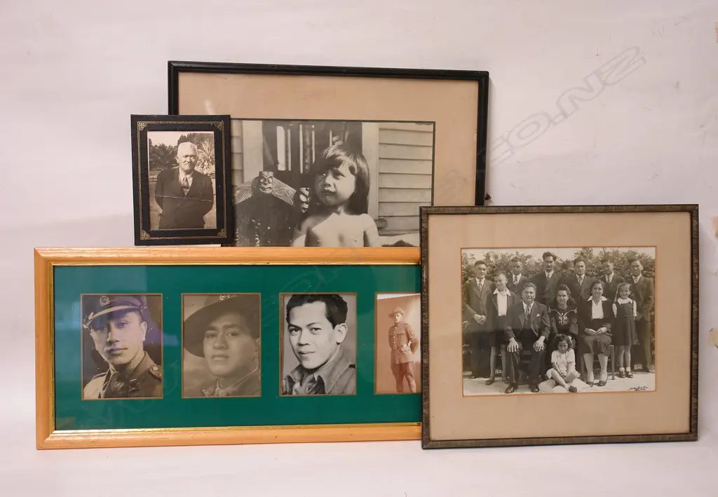 Four framed Maori portrait and figure study photographs Image 1++