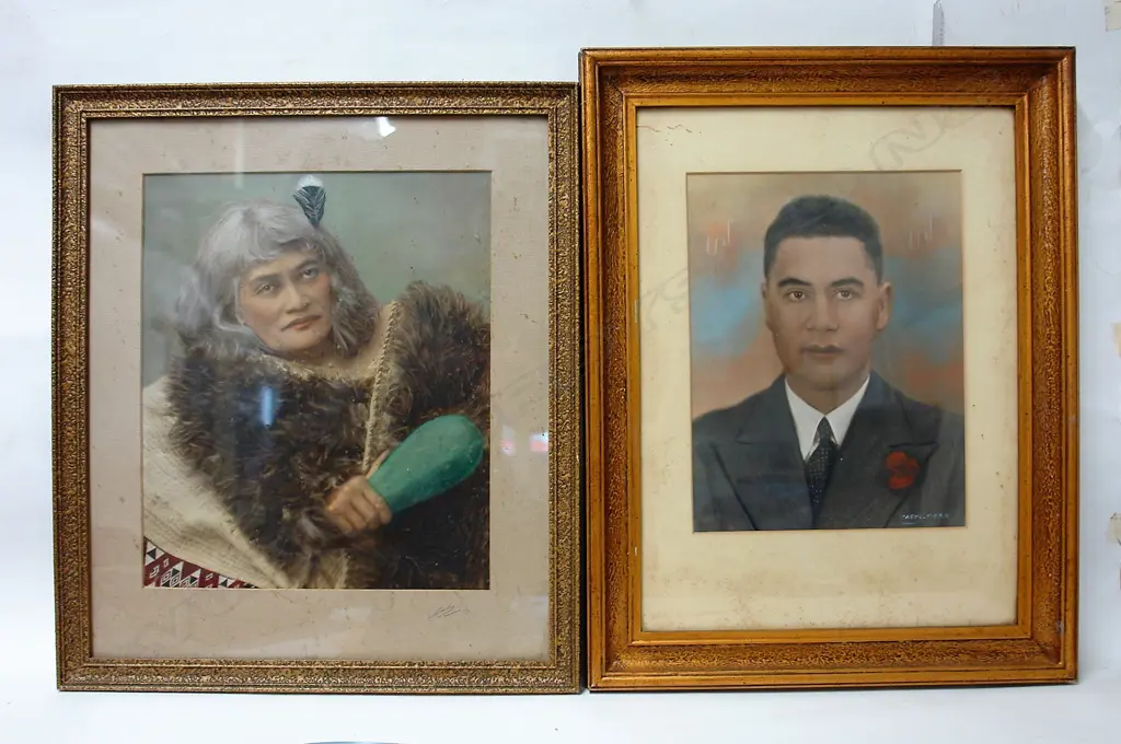 Two vintage portrait photos of 'Te Puea & Rewi' Image 1++