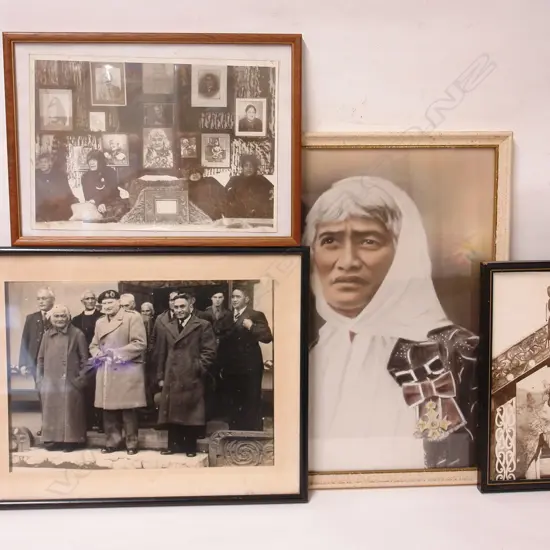 Four framed photos pertaining to Princess Te Puea Herangi