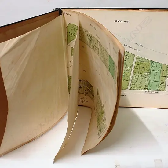 An old 'Auckland Key to Block Plans' folio of street maps in folder form as used by the fire brigade