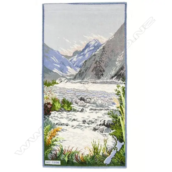 A vintage Feltex 'Mt Cook' sample picture rug