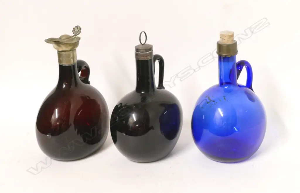 Three glass liqueur flasks Image 1++