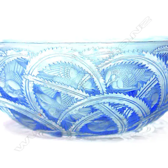 René Lalique 'Pinsons' blue stained bowl c.1933