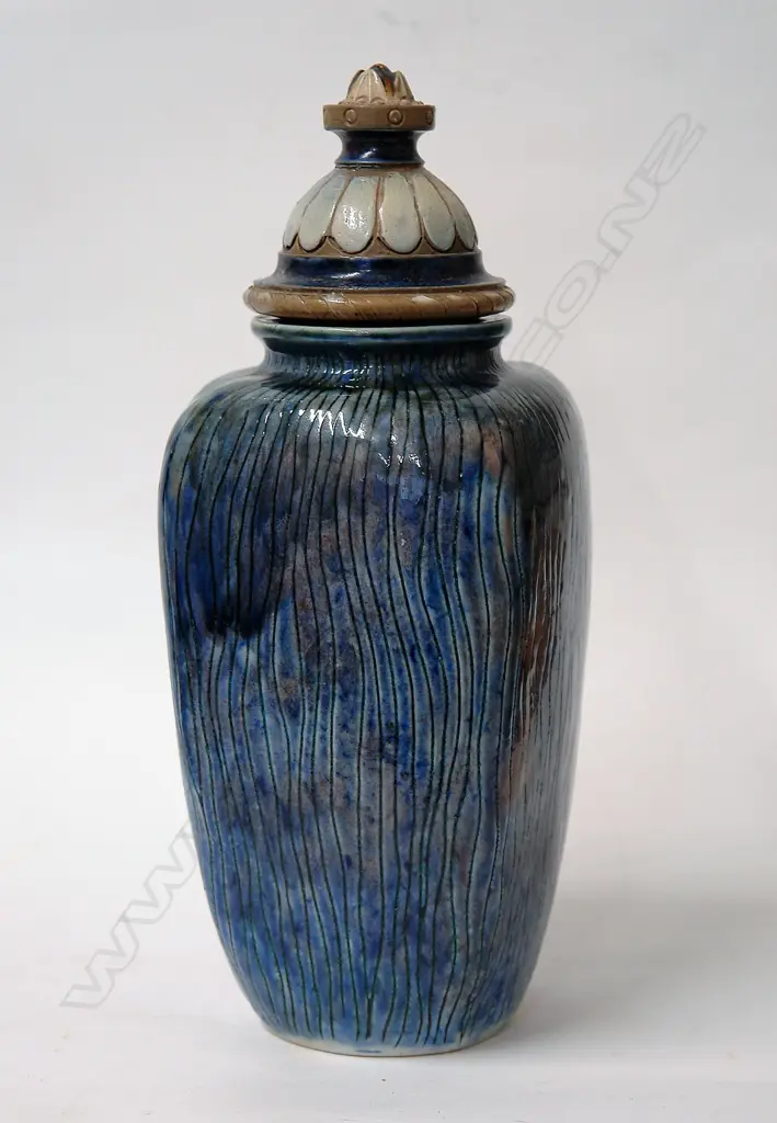 A rare Martin Bros. pottery lidded jar Image 1++