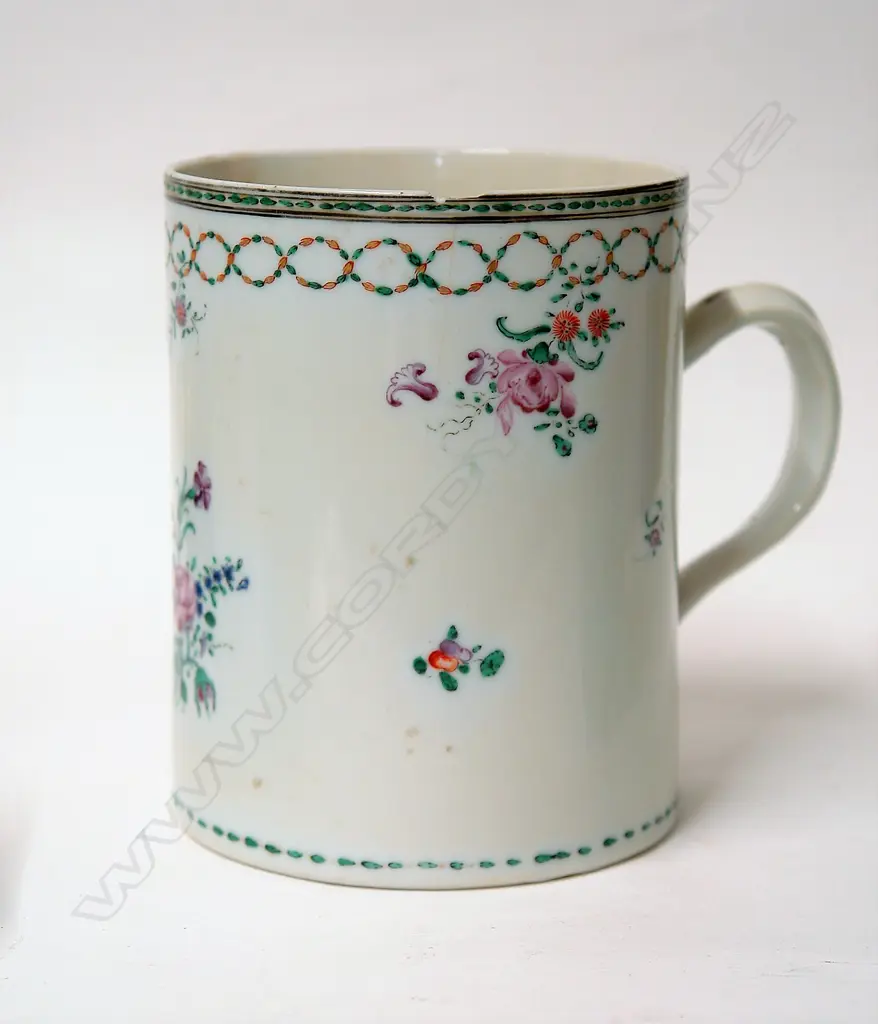 A late 18thC English porcelain mug Image 1++