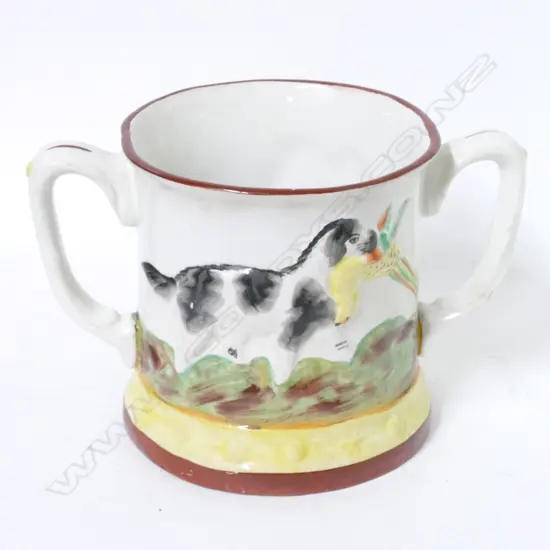 A Victorian Staffordshire two handled frog mug