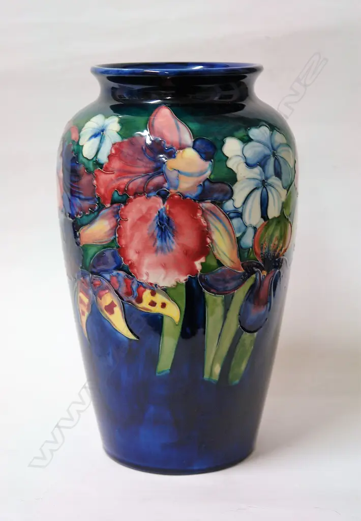 A large Walter Moorcroft Orchid and Spring Flowers pattern vase Image 1++