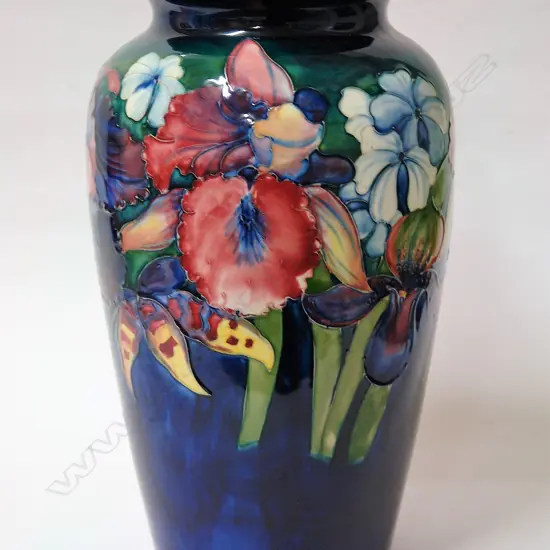 A large Walter Moorcroft Orchid and Spring Flowers pattern vase