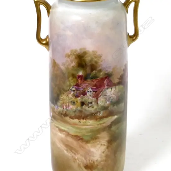 A Royal Doulton cabinet vase painted by J.H. Plant
