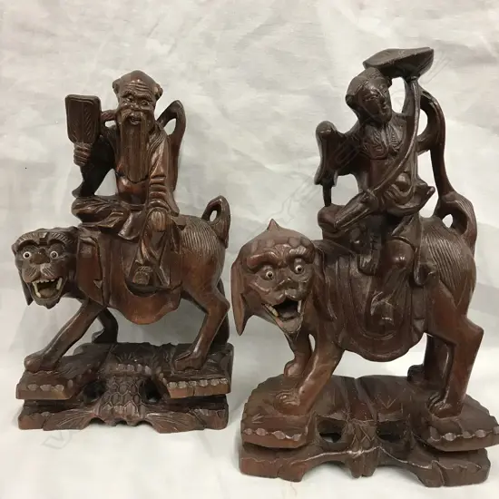 Two Chinese carved rosewood figures