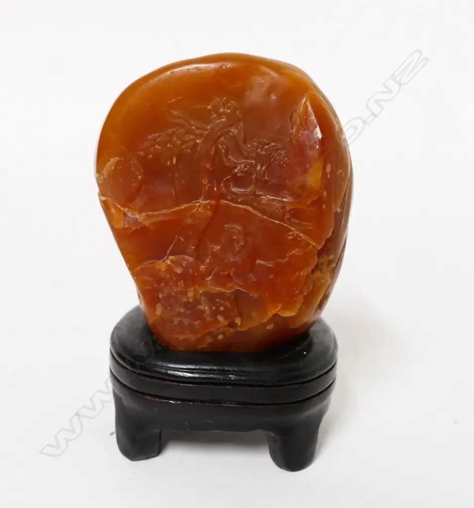 A Chinese carved yellow stone 'mountain' Image 1++