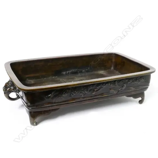 An old Japanese bronze shallow planter