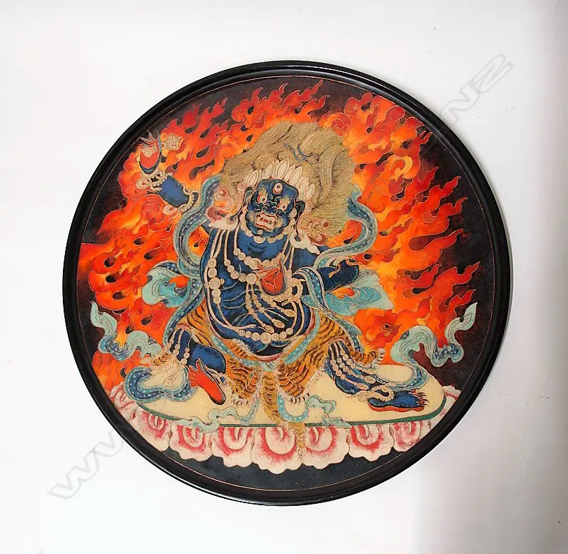 A Tibetan cloisonnè and black lacquer circular tray Image 1++