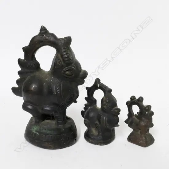 Three Burmese bronze 'opium' weights
