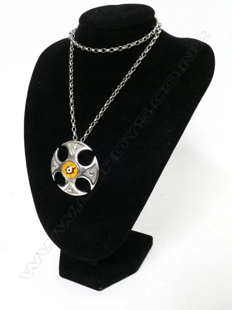 A silver and millefiorè pendant Image 1++