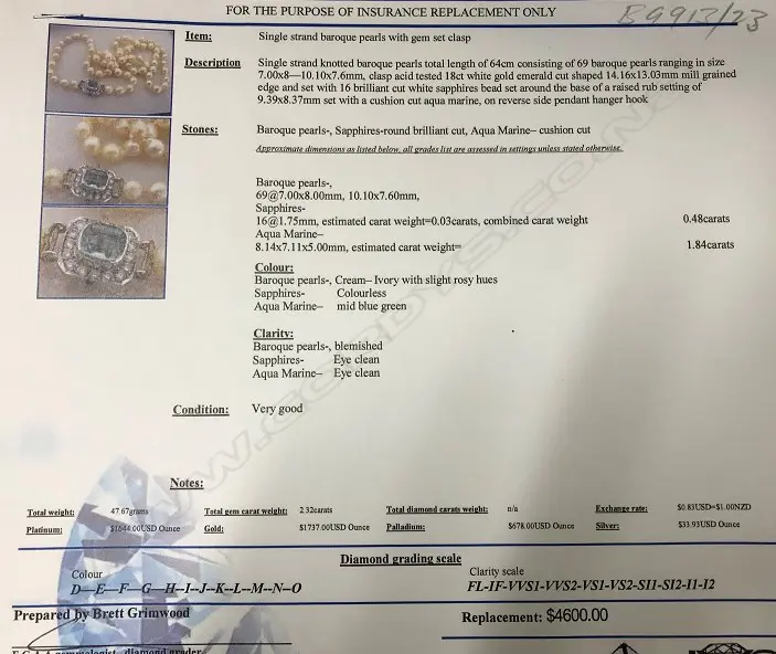 A single strand baroque pearl necklace with 18ct. white gold Image 1++