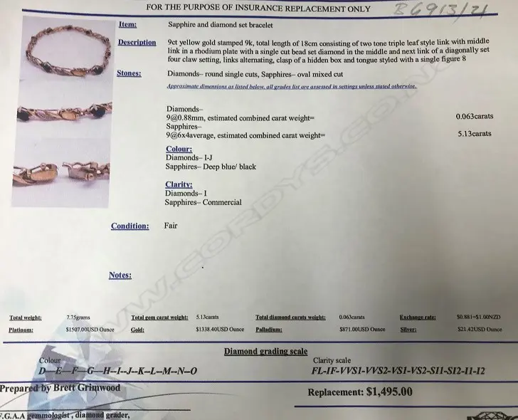 A lady's 9ct. yellow gold sapphire and diamond set bracelet Image 1++