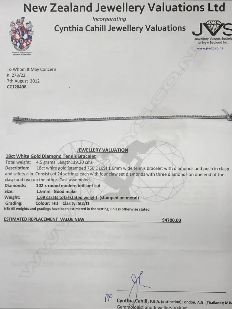 An 18ct. white gold and multi-diamond fine tennis bracelet Image 1++