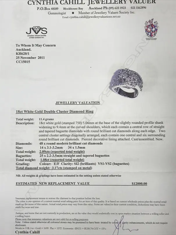 An 18ct. white gold and multi-diamond cluster lady's dress ring Image 1++