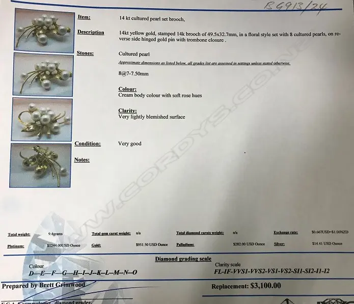 A mid-20thC 14ct. yellow gold cultured pearl spray brooch Image 1++