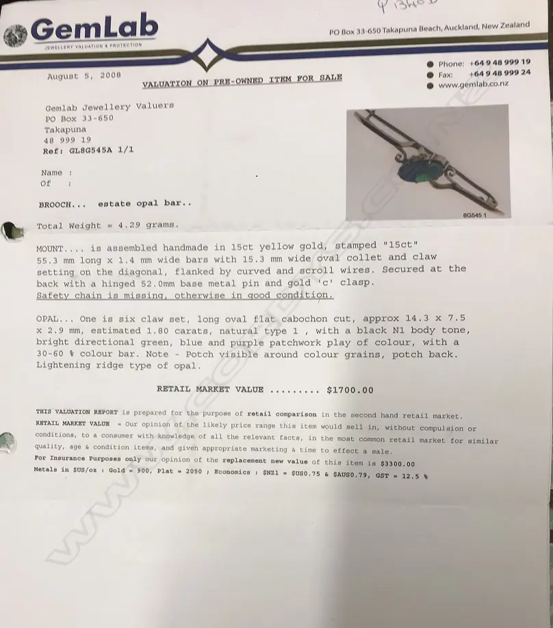 A vintage natural bright dark toned opal and 15ct yellow gold brooch Image 1++