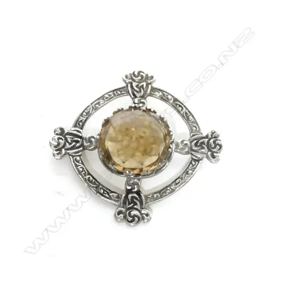 A Scottish silver and smoky quartz brooch
