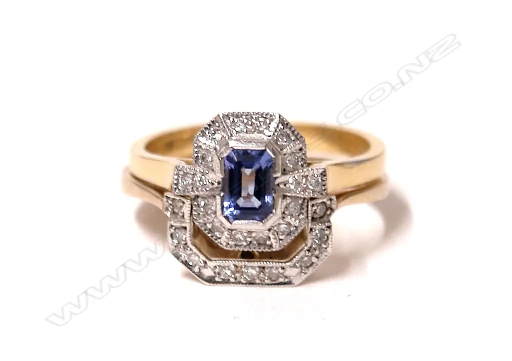 A pair of 18ct. and 9ct. tanzanite and diamond set rings Image 1++