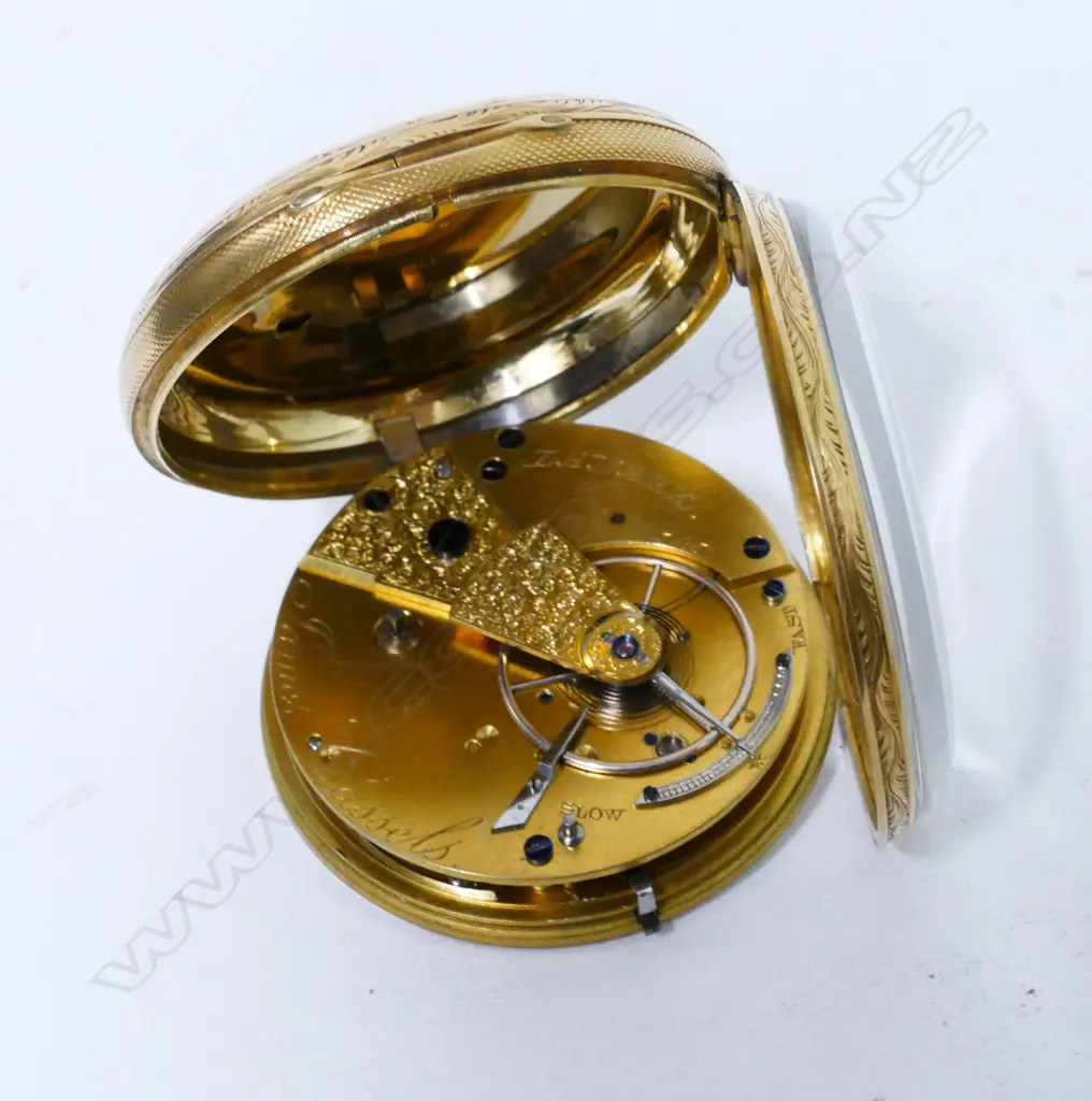 An 18ct. gold cased open face pocket watch. Hallmarked London 1850. White enamel face with Roman numerals Image 1++