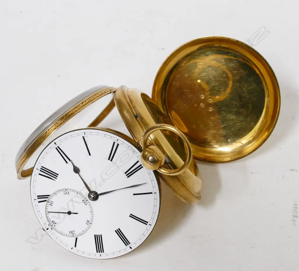 An 18ct. gold cased open face pocket watch. Hallmarked London 1850. White enamel face with Roman numerals Image 1++