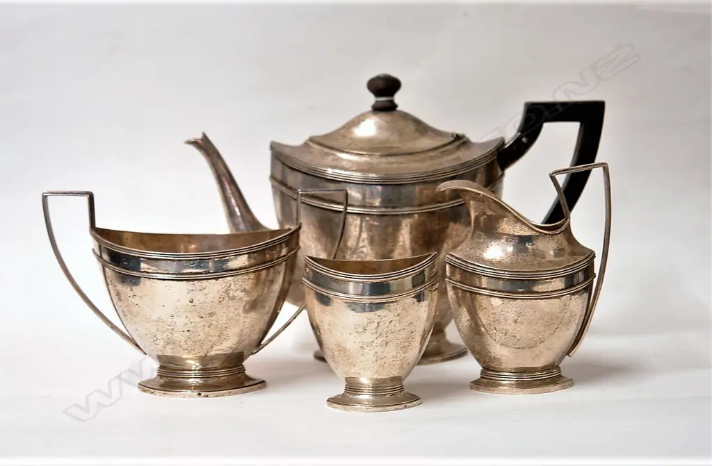 A 1920s Dutch silver four-piece teaset in the Georgian style Image 1++