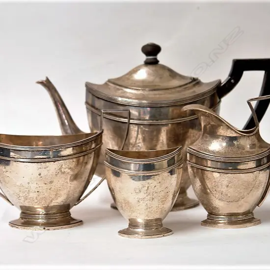 A 1920s Dutch silver four-piece teaset in the Georgian style