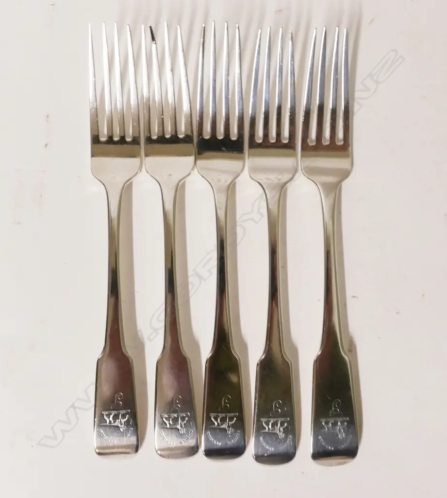 Five George III Scottish silver table forks Image 1++