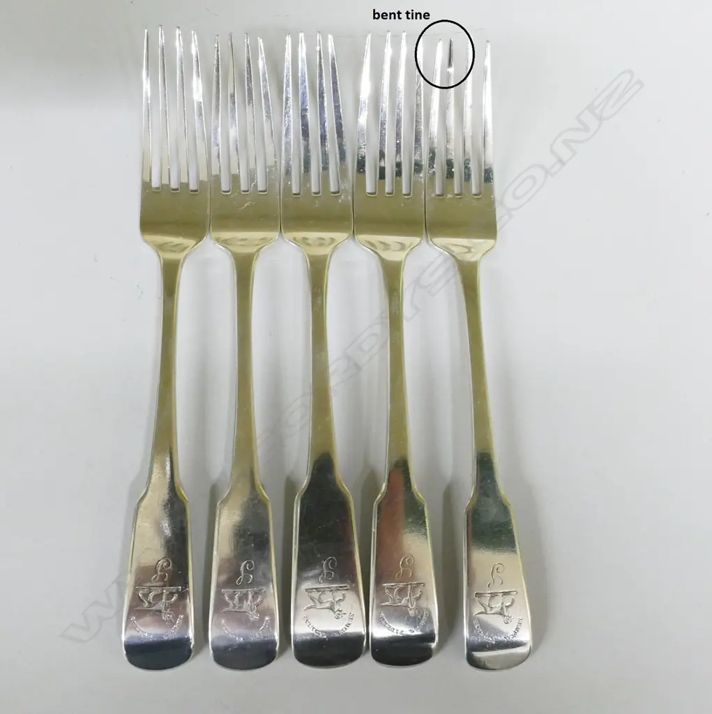 Five George III Scottish silver table forks Image 1++