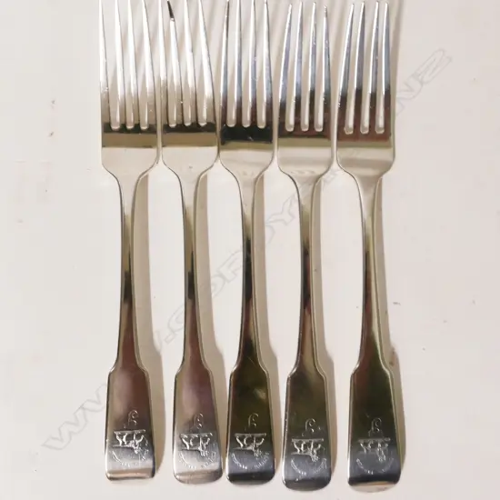 Five George III Scottish silver table forks
