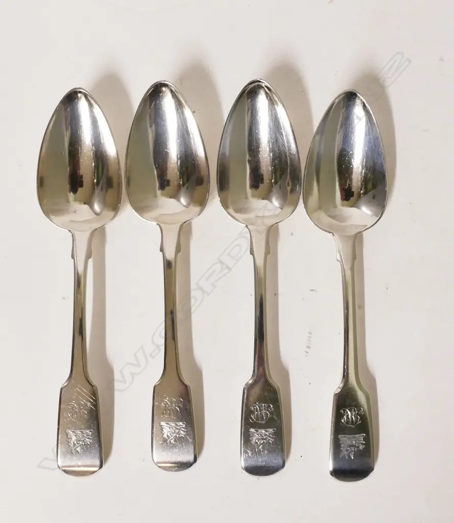 Four George III silver dessert spoons Image 1++