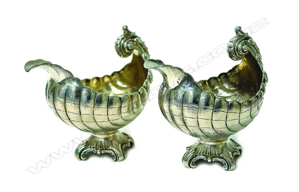 A pair of 19thC 'Old Russian Silver' sauce boats Image 1++
