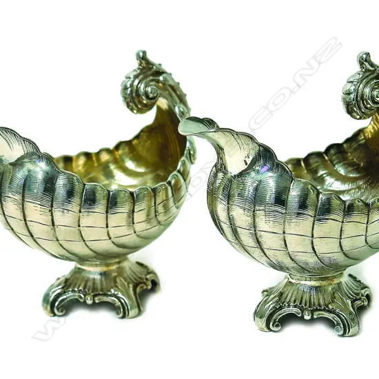 A pair of 19thC 'Old Russian Silver' sauce boats