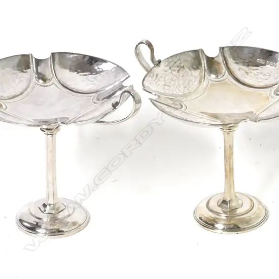 A pair of small fine quality Edwardian period two-handled silver tazzas